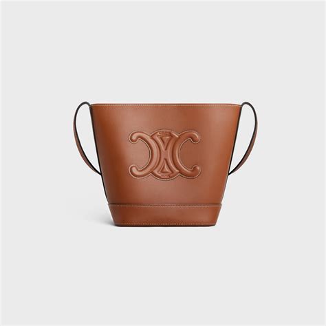 women celine small bucket cuir triomphe in smooth calfskin leather